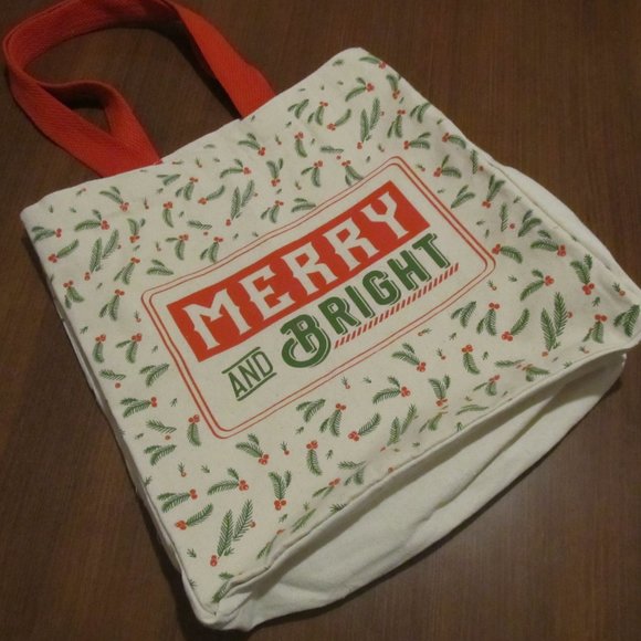 Merry and Bright Festive Canvas Tote Bag - Picture 2 of 12